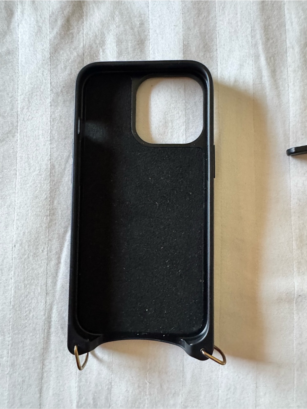 Bandolier Emma Black Leather Phone Crossbody Case, Gold Hardware-iPhone 13pro - Picture 4 of 9
